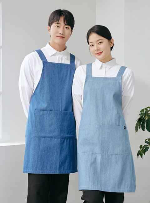 H형 베이직 빈티지 데님 앞치마 (2color)